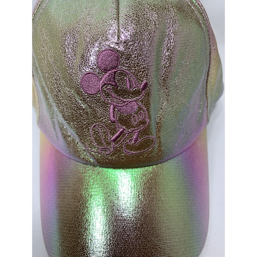 Disney Parks Mickey Mouse Hat Cap‎ Iridescent Pink Strapback Embroidered - Picture 2 of 9